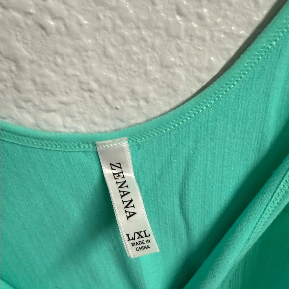 Zenana Outfitters Teal Ribbed Tank Top - Picture 3 of 4